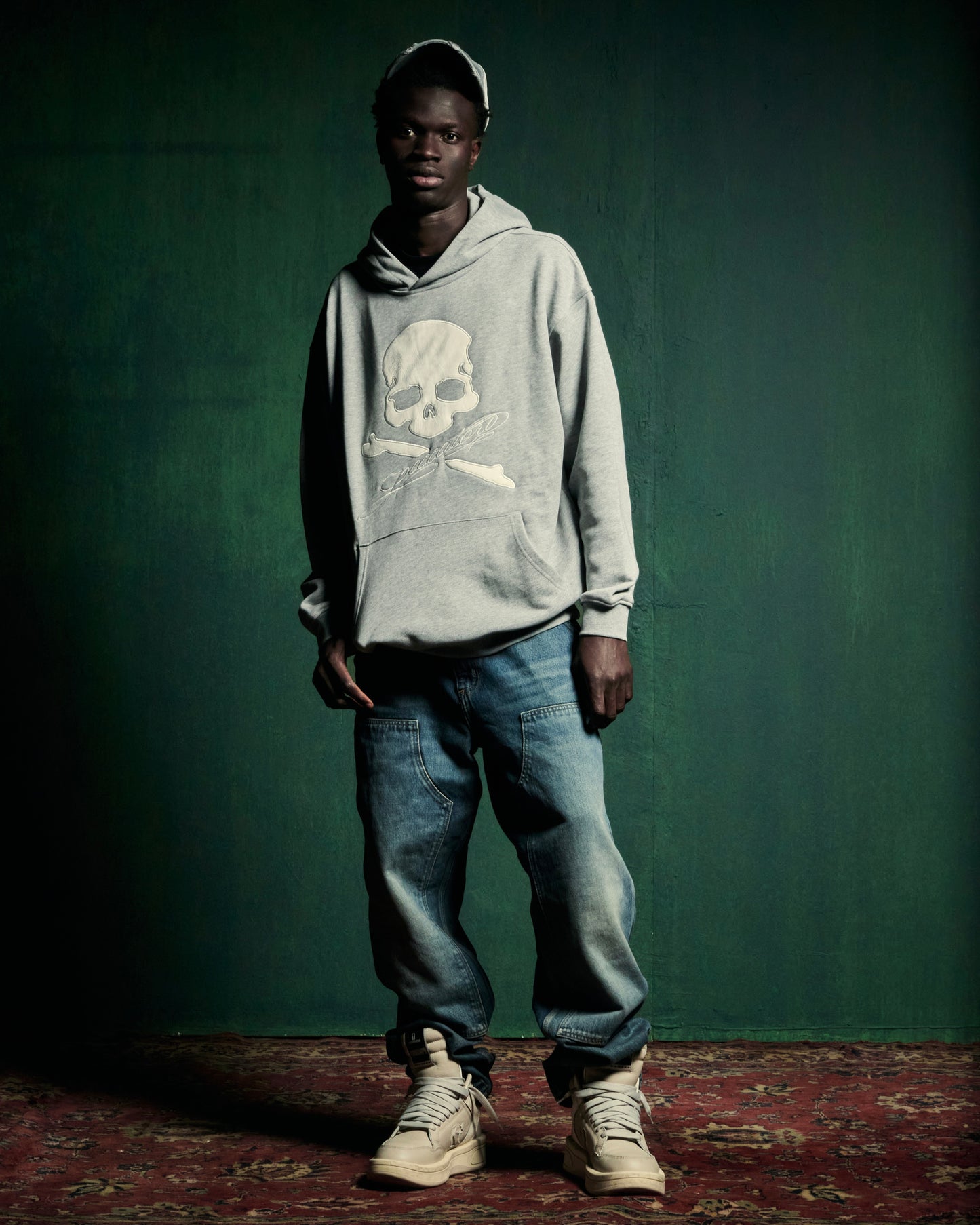 PECCATORI LEATHER SKULL HOODIE