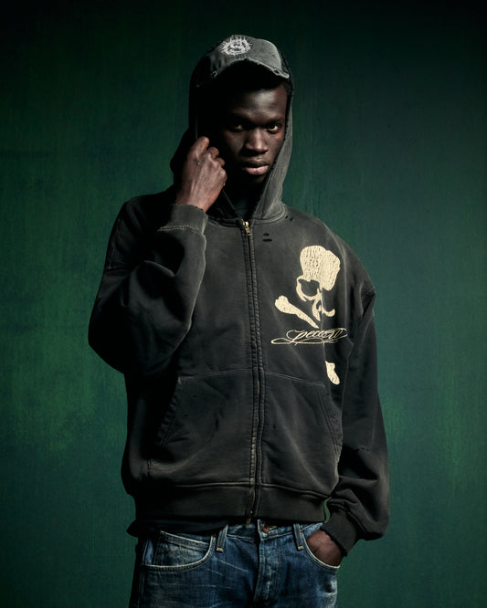PECCATORI SKULL ZIP UP HOODIE