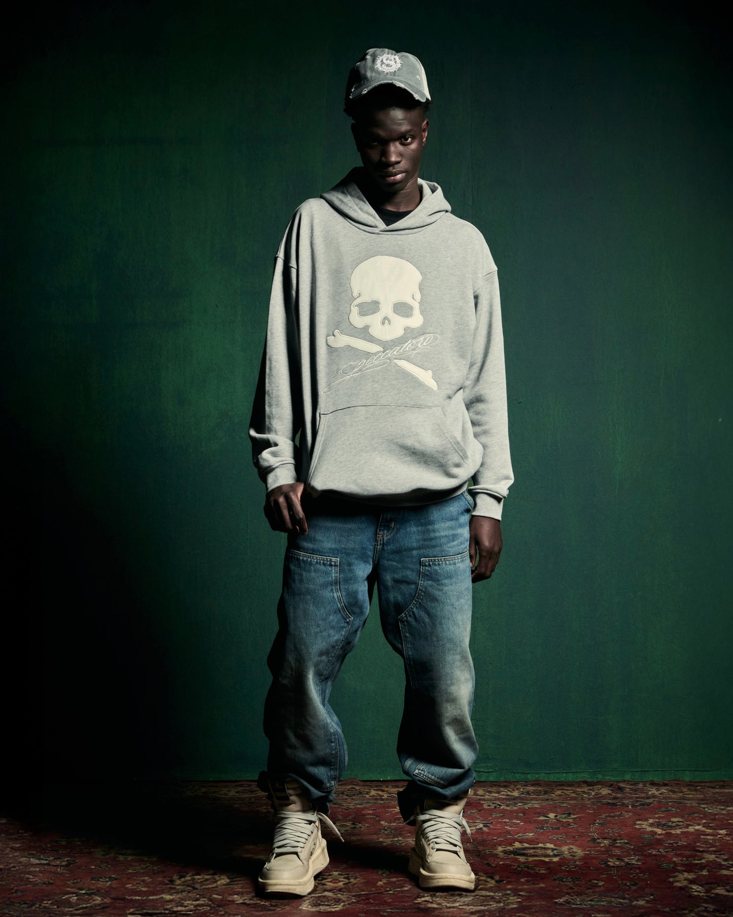 PECCATORI LEATHER SKULL HOODIE